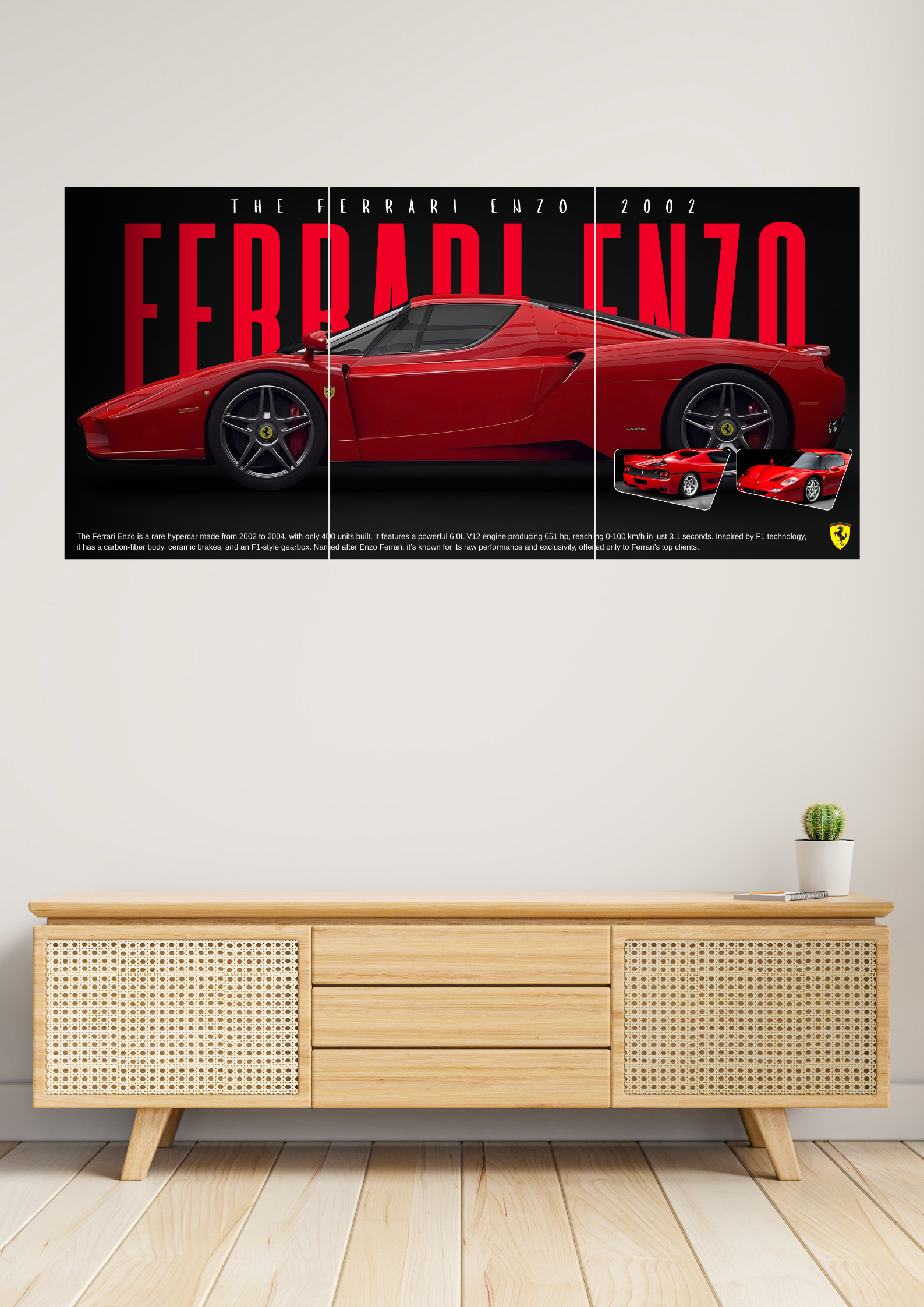 Epic Ferrari Enzo 2002 | Set of 3 Split Design Poster