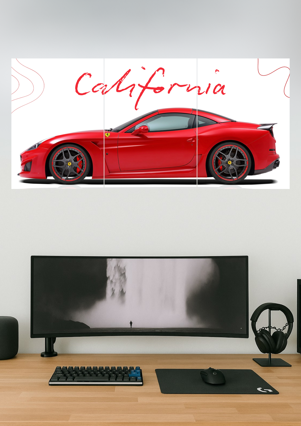 Ferrari California | Car Set | Set of 3 Split Design Poster