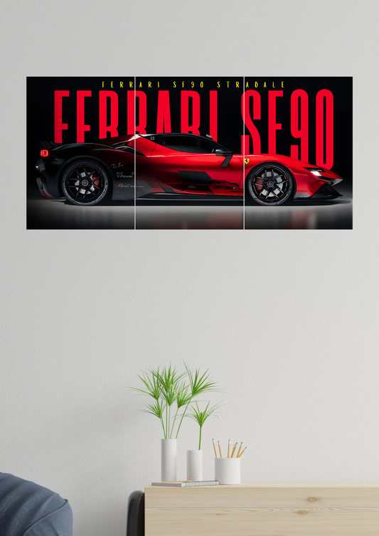 Ferrari SF90 Stradale | Car Set | Set of 3 Split Design Poster