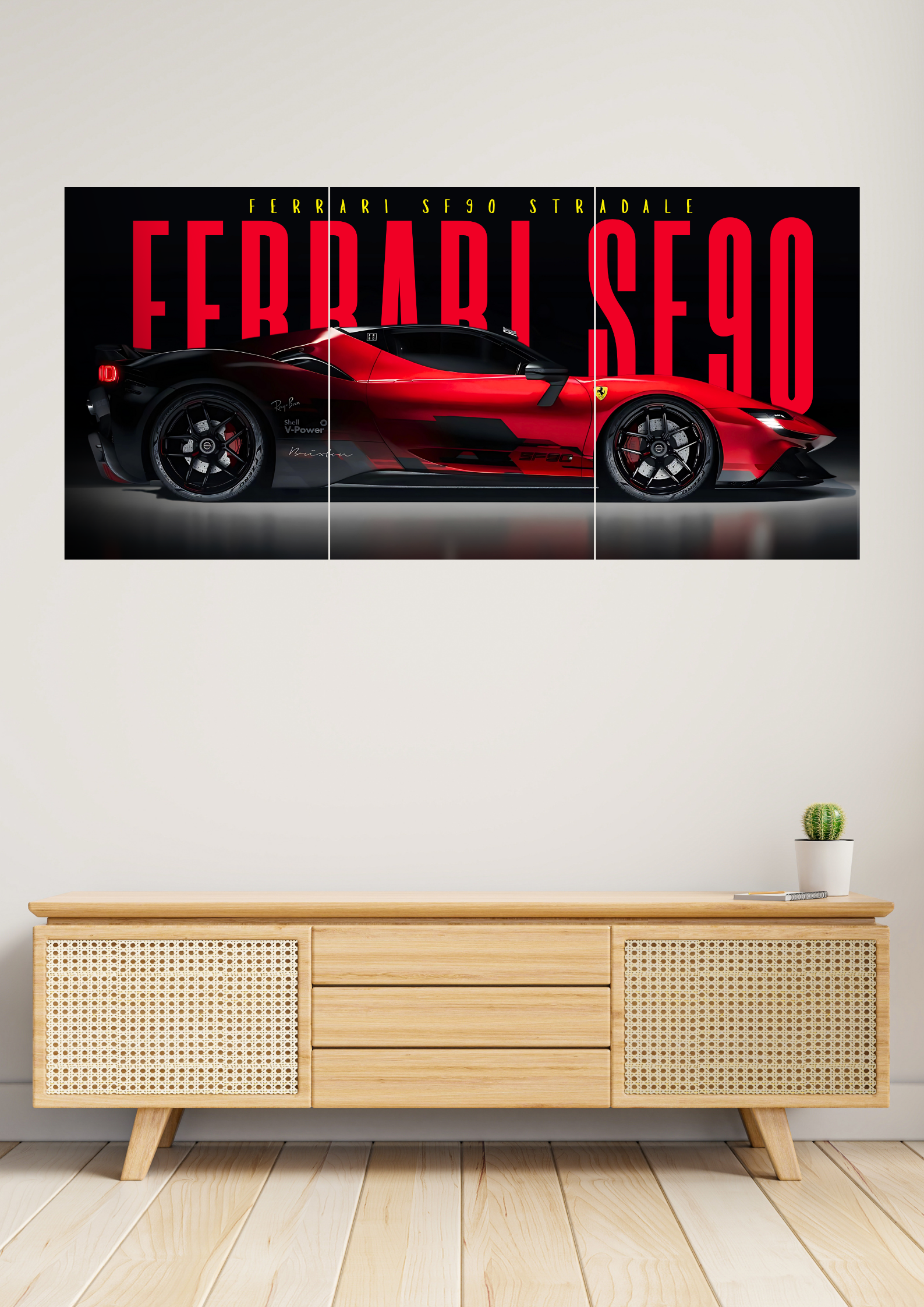 Ferrari SF90 Stradale | Car Set | Set of 3 Split Design Poster