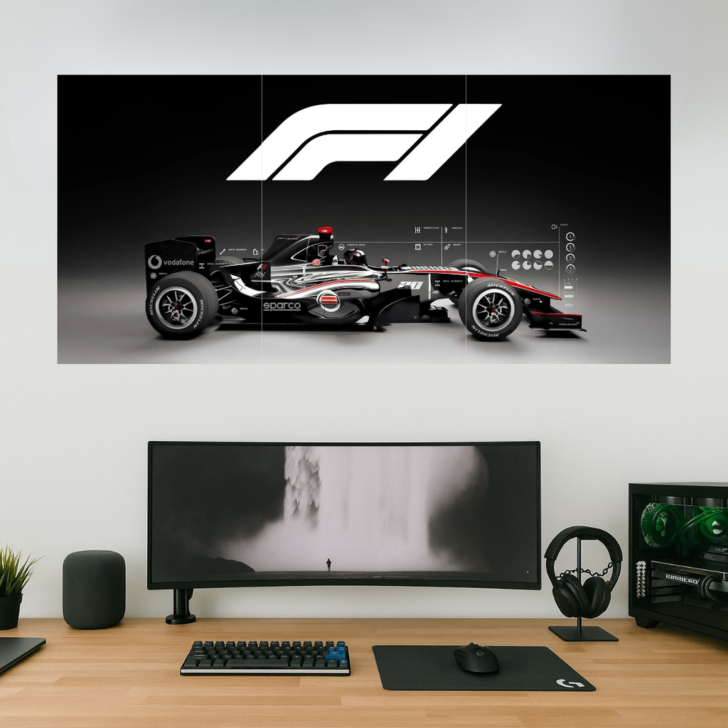 Formula 1 Car Poster | Set of 3 Split Design Poster