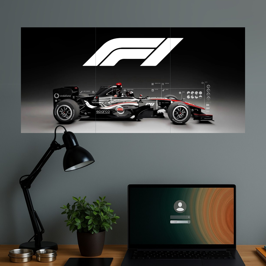 Formula 1 Car Poster | Set of 3 Split Design Poster