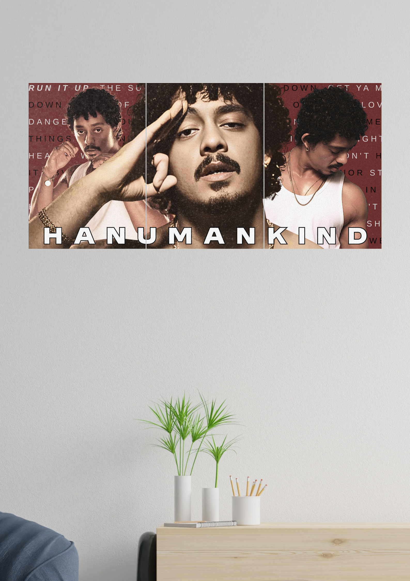 Hanumankind | RUN IT UP | 3 Piece Poster | Set of 3 Split Design Poster