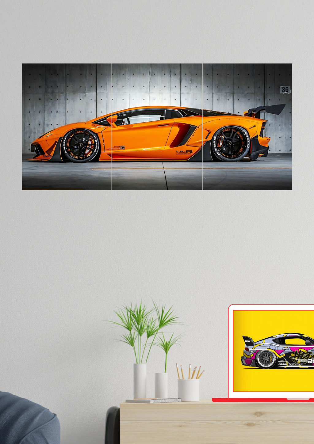 Lamborghini Aventador Poster | Split Design Poster | Pack Of 3 GenZCustom