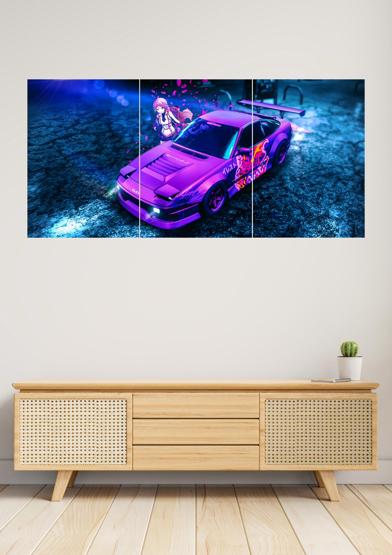 Neon Punk x Anime Car Racing Poster | Split Design Poster