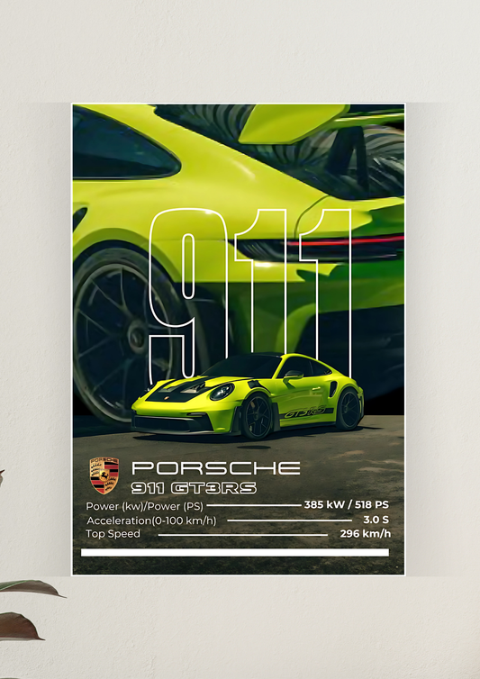 Porsche GT3R 911 Green Poster | Car Posters