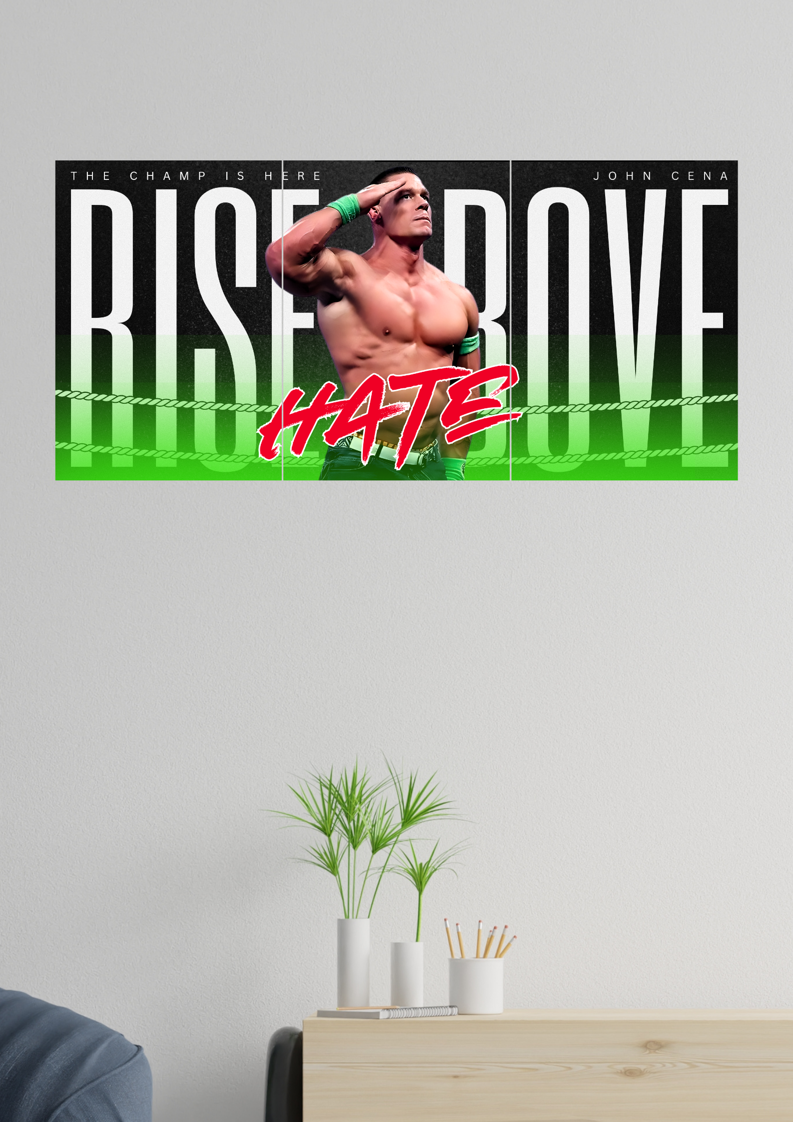 Rise Above Hate | JOHN CENA | Set of 3 Split Design Poster 