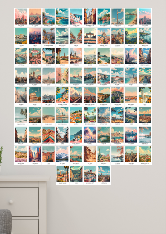SET OF 84 PIECES Vintage Travel Wall Collage | Wall Collage Kit