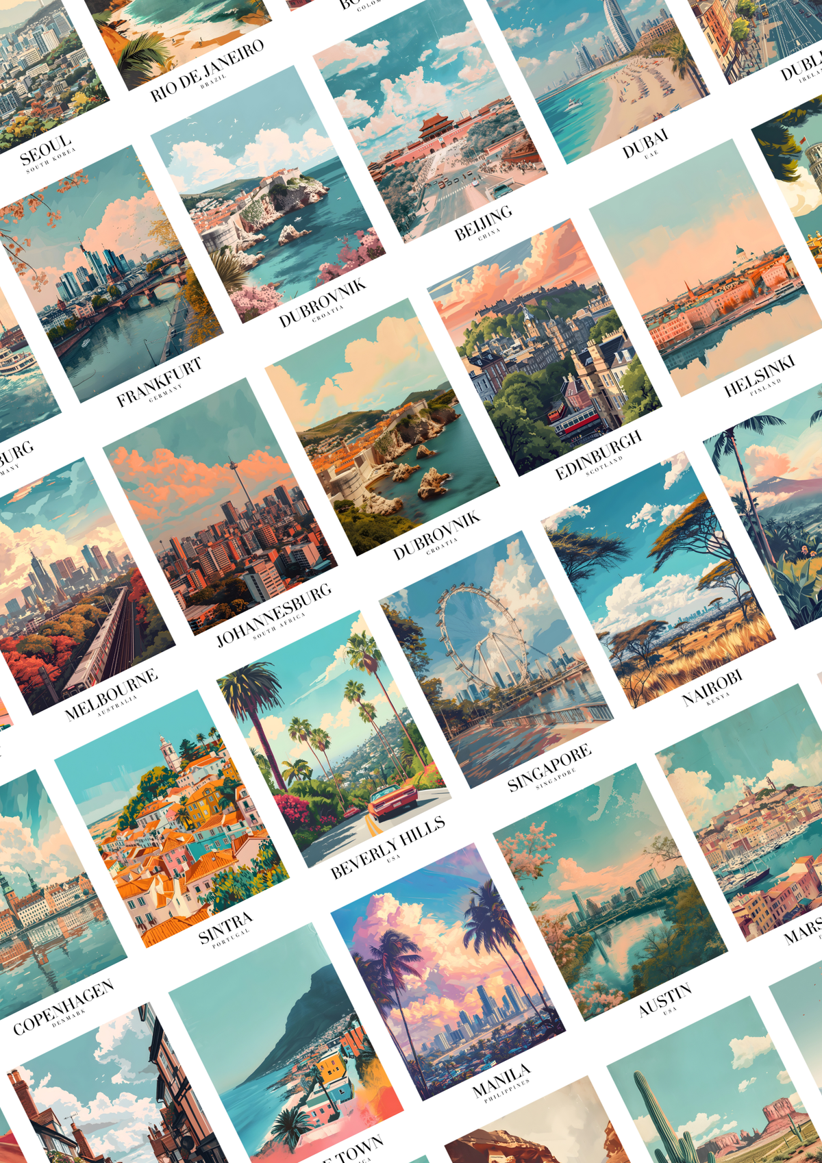 Collage Ge SET OF 84 PIECES Vintage Travel Wall Collage | Wall Collage Kit ...