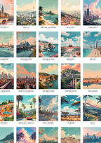 SET OF 84 PIECES Vintage Travel Wall Collage | Wall Collage Kit