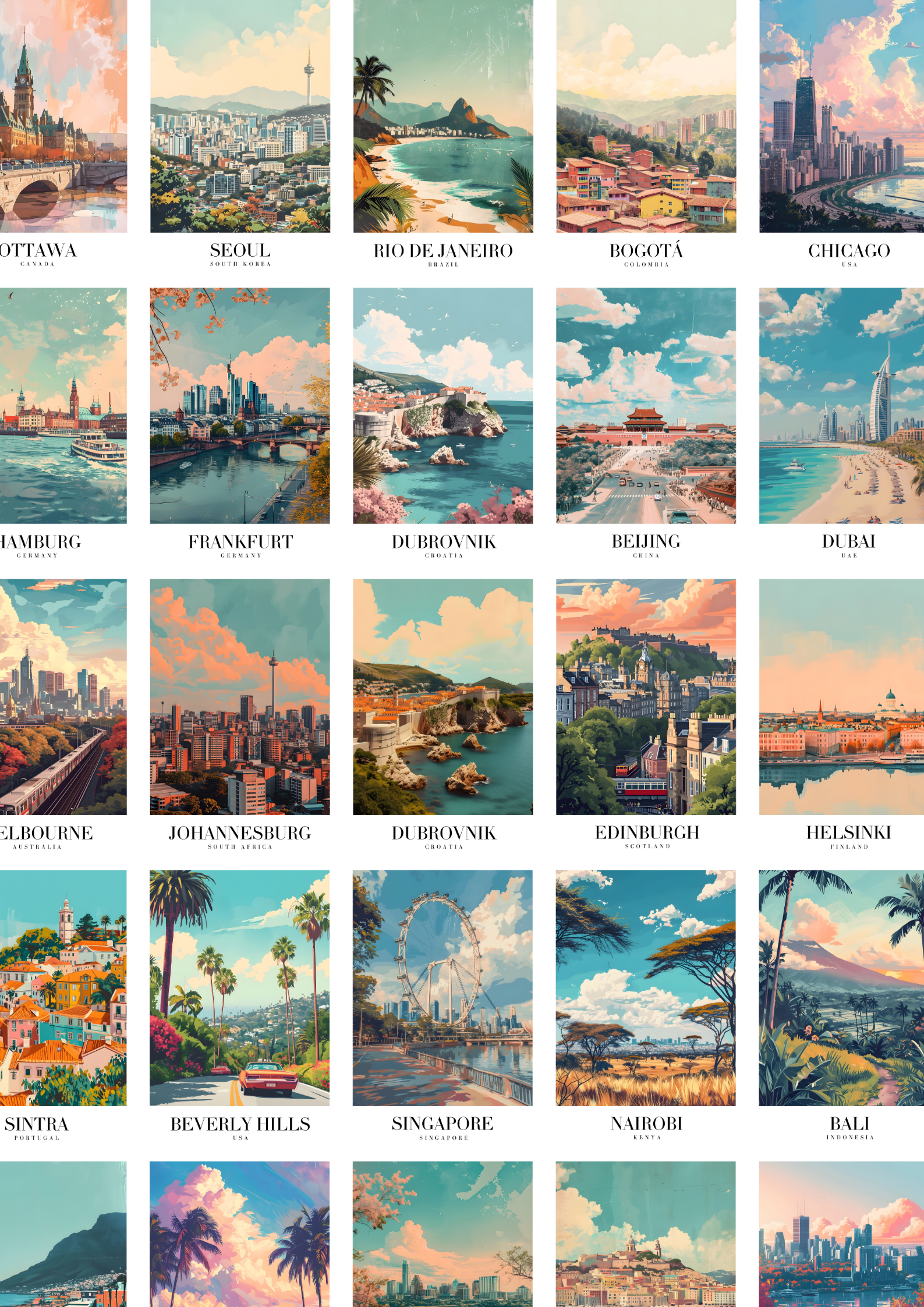 SET OF 84 PIECES Vintage Travel Wall Collage | Wall Collage Kit