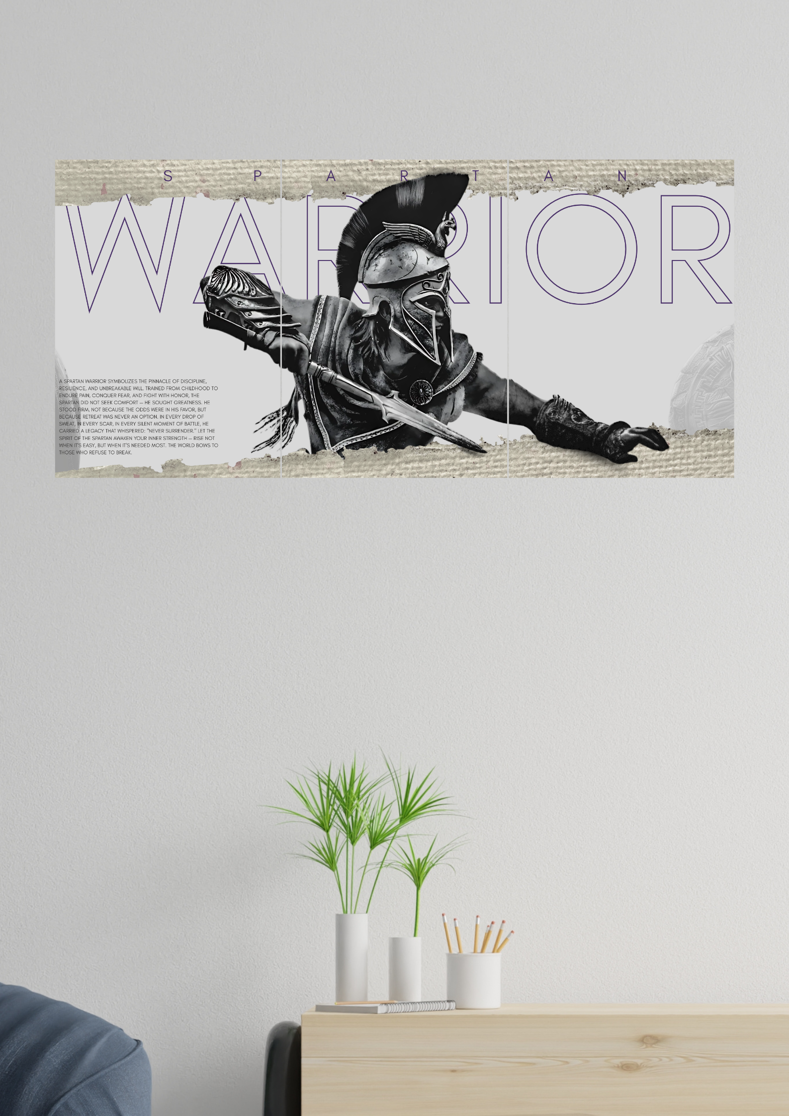 SPARTAN WARRIOR POSTER | Set of 3 Split Design Poster