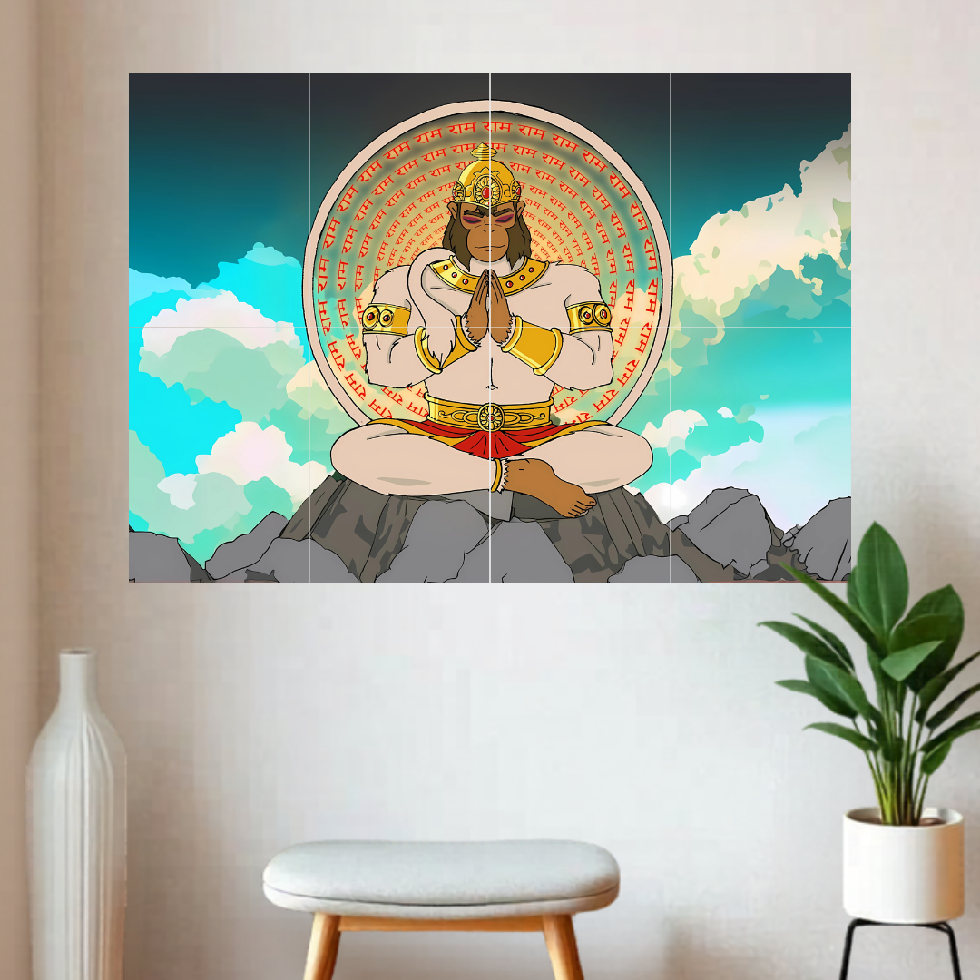 Shri Hanuman ji Anime Poster | Devotional Set | 8 Panel Split Design Poster