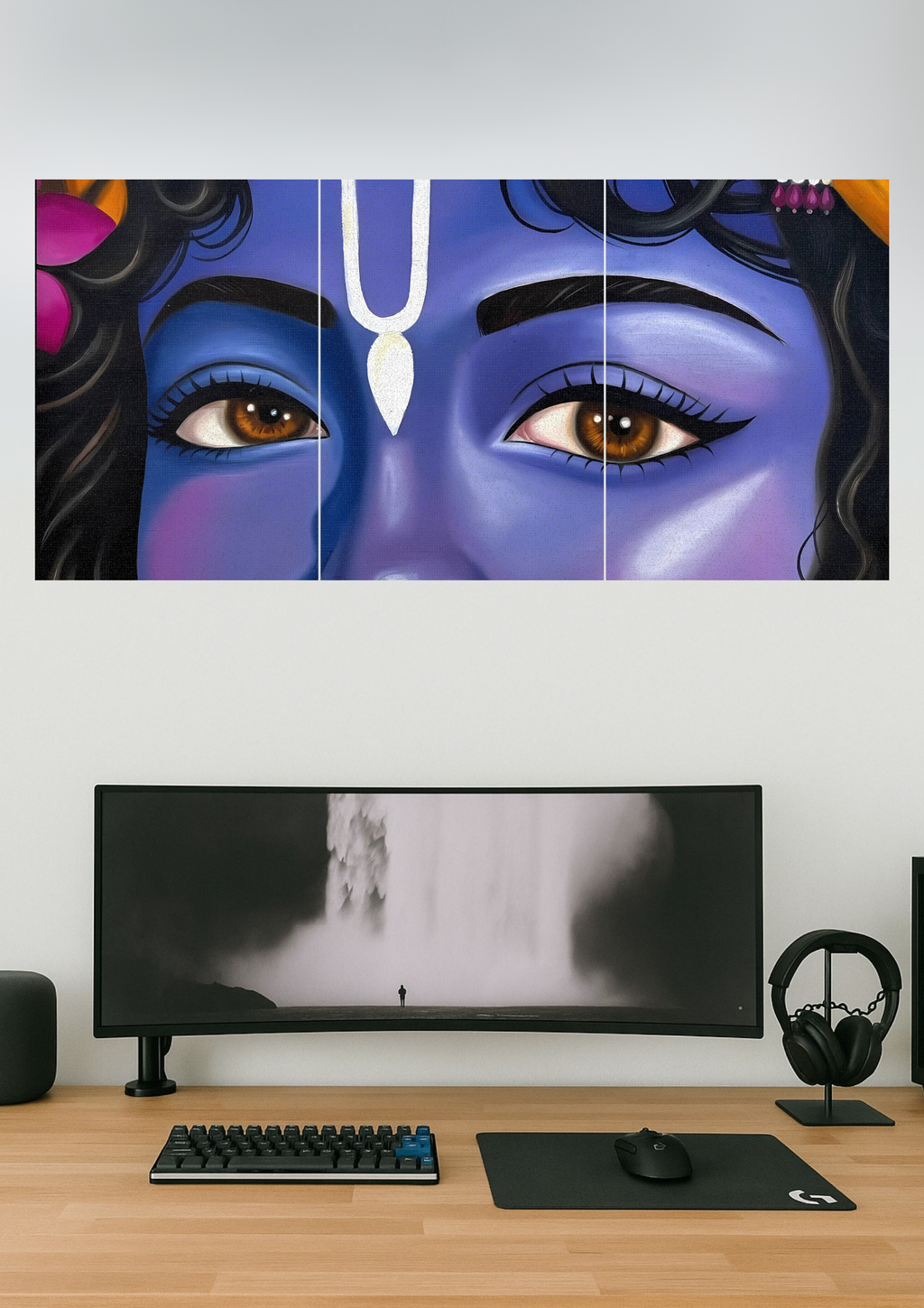 Shri Krishna Eyes Poster | Devotional Set | Set of 3 Split Design Poster