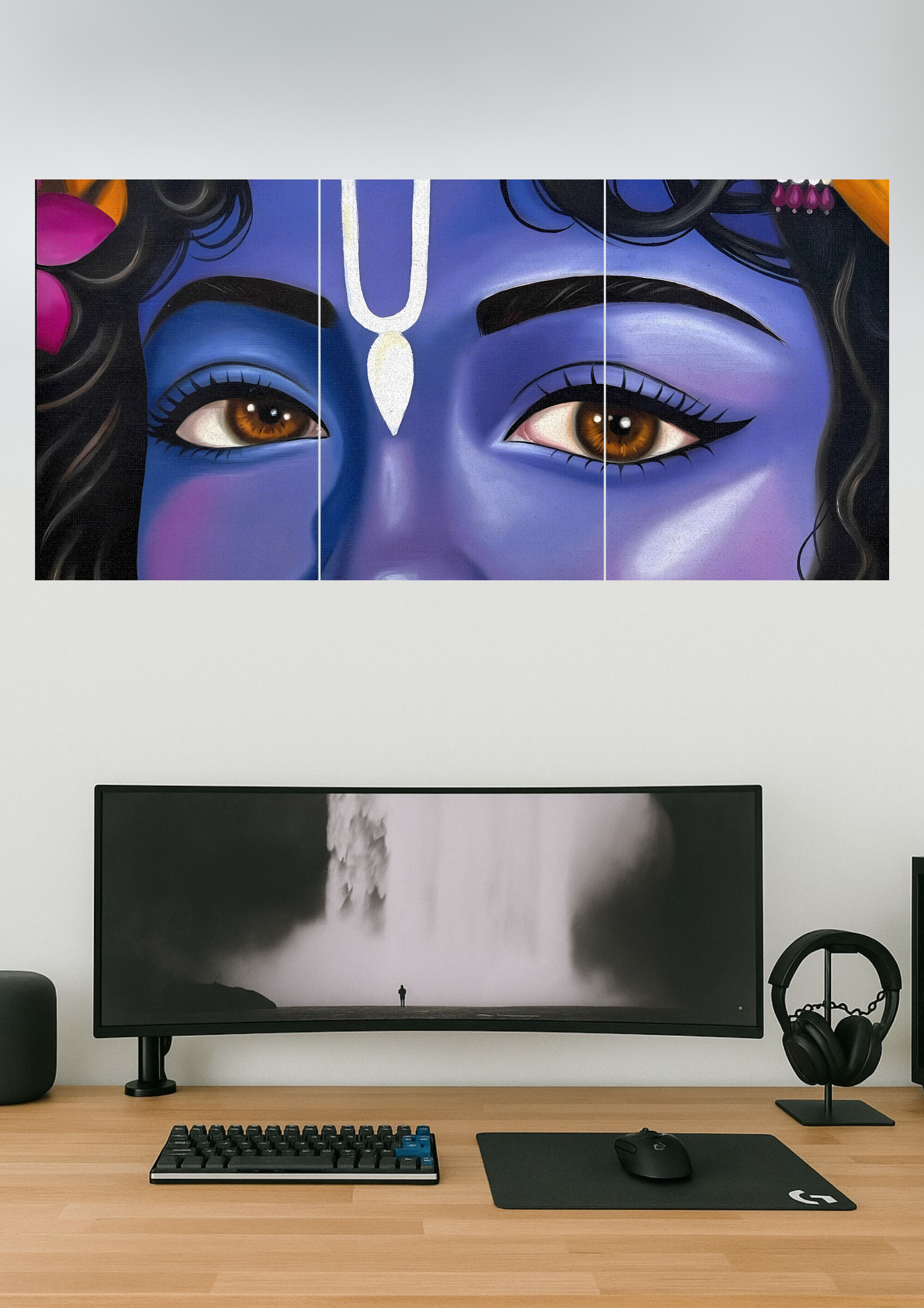 Shri Krishna Eyes Poster | Devotional Set | Set of 3 Split Design Poster
