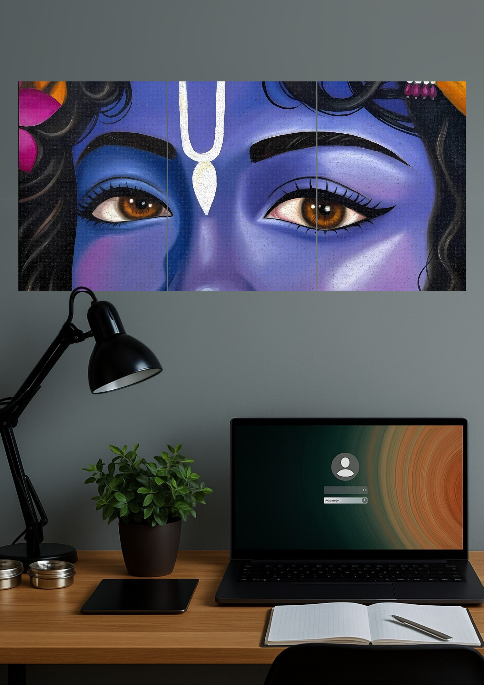 Shri Krishna Eyes Poster | Devotional Set | Set of 3 Split Design Poster