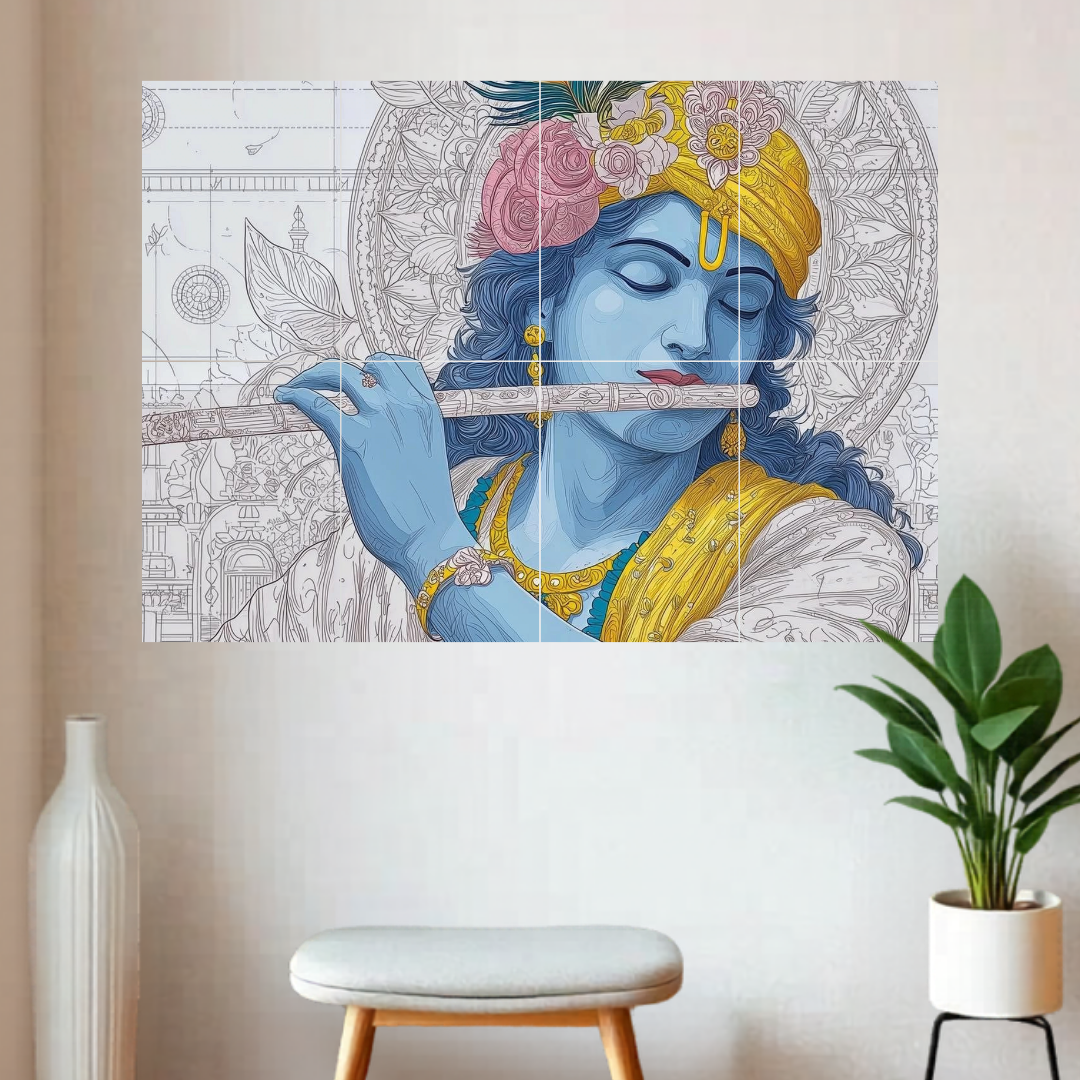 Shri Krishna Poster | Devotional Set | 8 Panel Split Design Poster